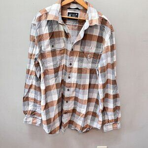 Carhartt‎ Mens Large Tall Loose Fit Plaid Button-Down Shirt 100% Cotton